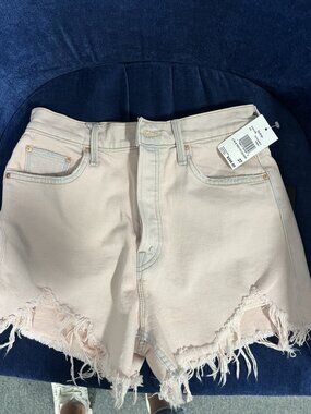 NWT MOTHER The Tomcat Kick Fray Shorts – “Dunked in Trouble” – Size 27